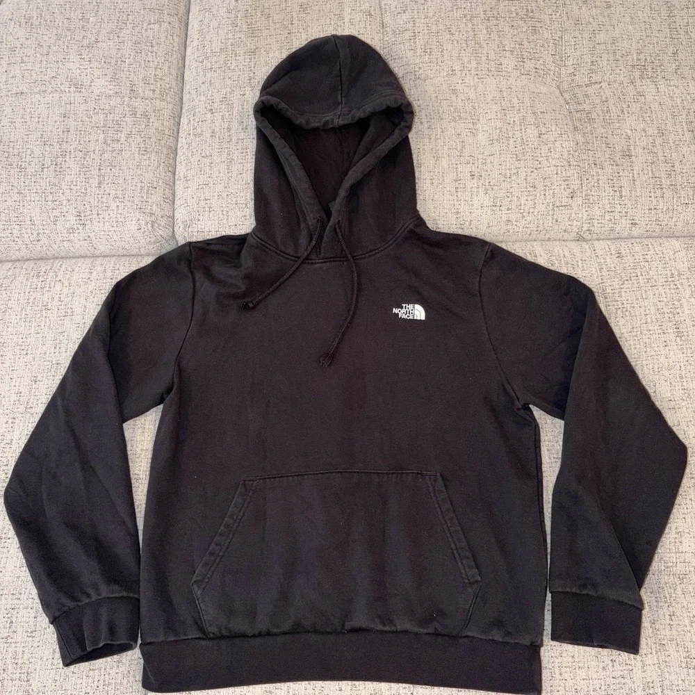 The North Face Hoodie Mens M Black Soft Fleece Long Sleeve Graphic Logo Pullover